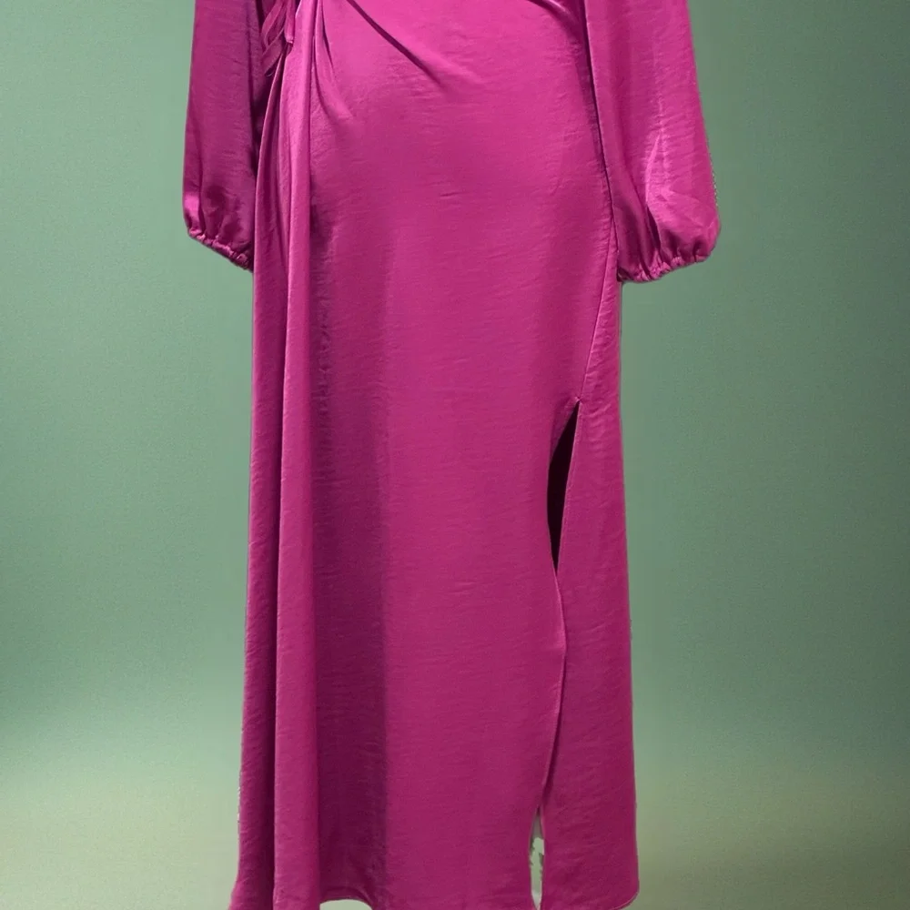 House of Harlow Magenta Long Sleeve Stain Dress Sz XS NWT - Picture 7 of 8